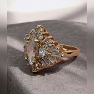 Ross-Simons 925 Gold-Vermeil Marquise & Baguette CZ Cocktail Ring – Size 6